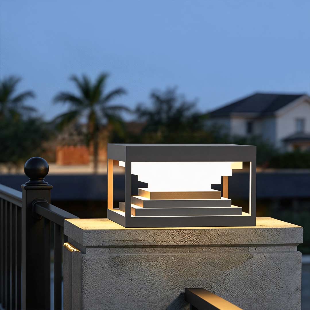 Open-Box Square Pillar Lights Creative Waterproof Black