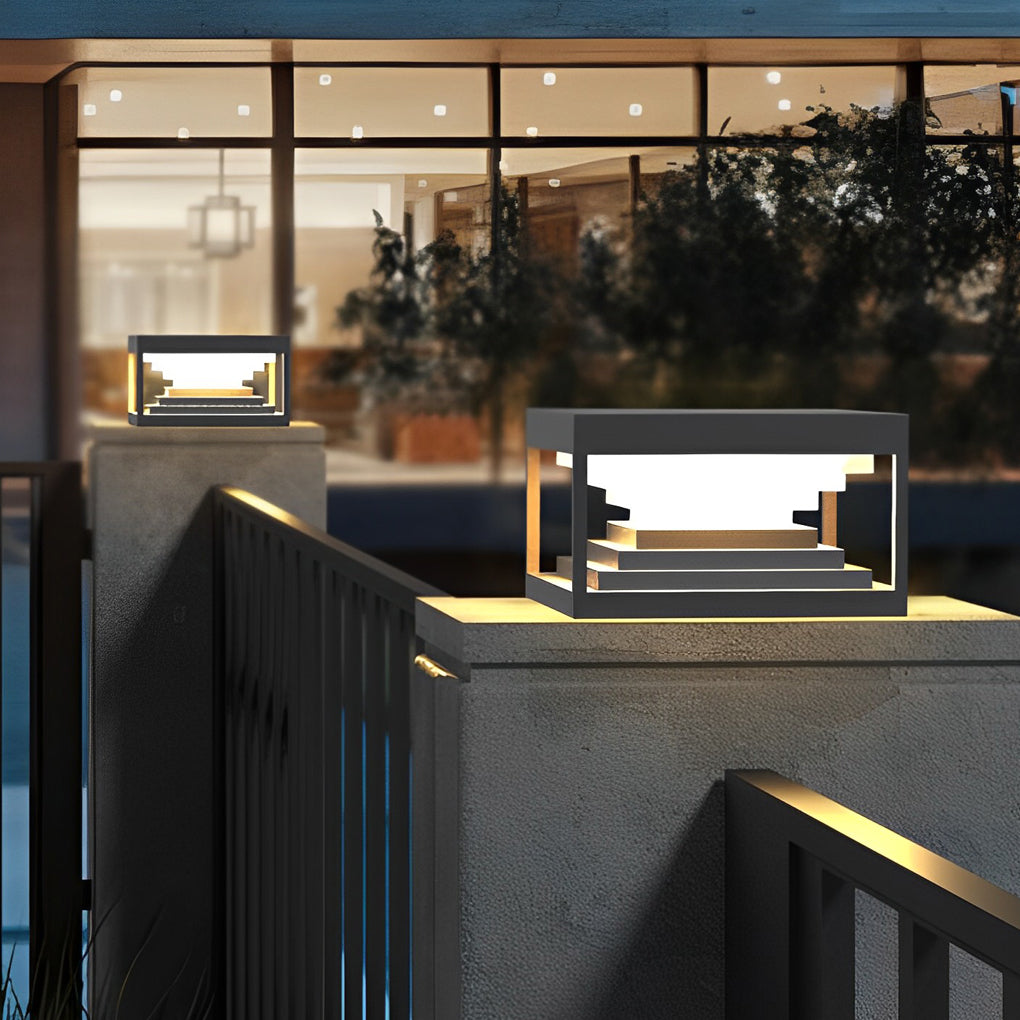 Open-Box Square Pillar Lights Creative Waterproof Black