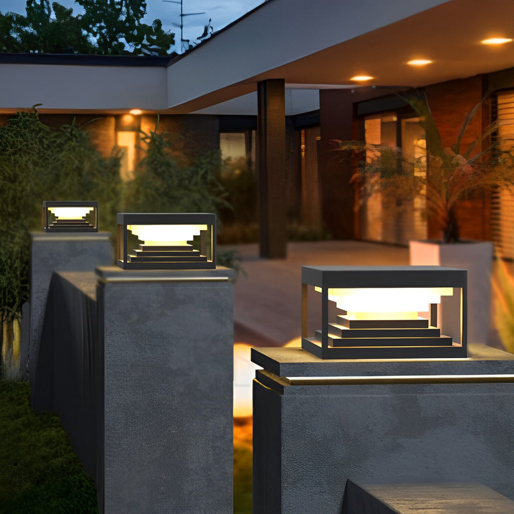 Open-Box Square Pillar Lights Creative Waterproof Black