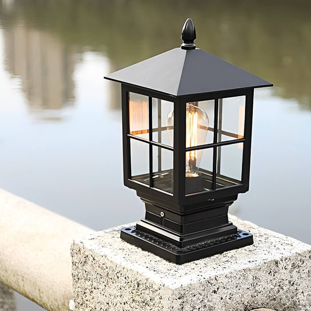 Stone Light Pillar Traditional Black Waterproof LED