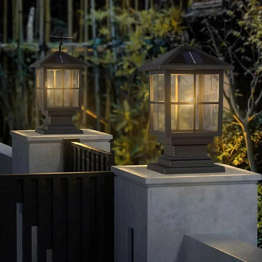 Stone Light Pillar Traditional Black Waterproof LED