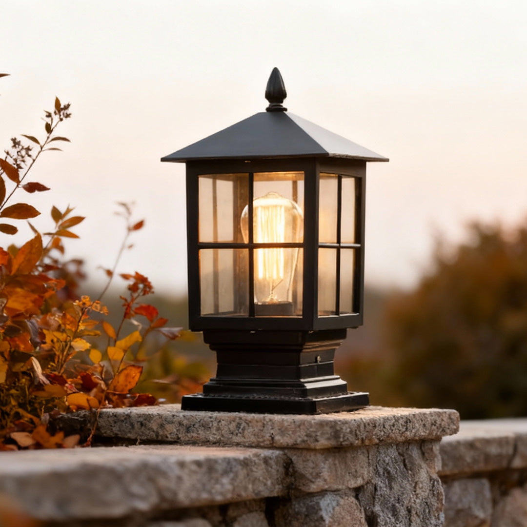 Stone Light Pillar Traditional Black Waterproof LED