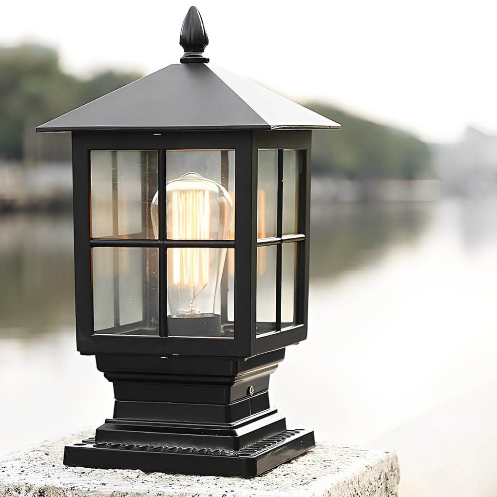 Stone Light Pillar Traditional Black Waterproof LED