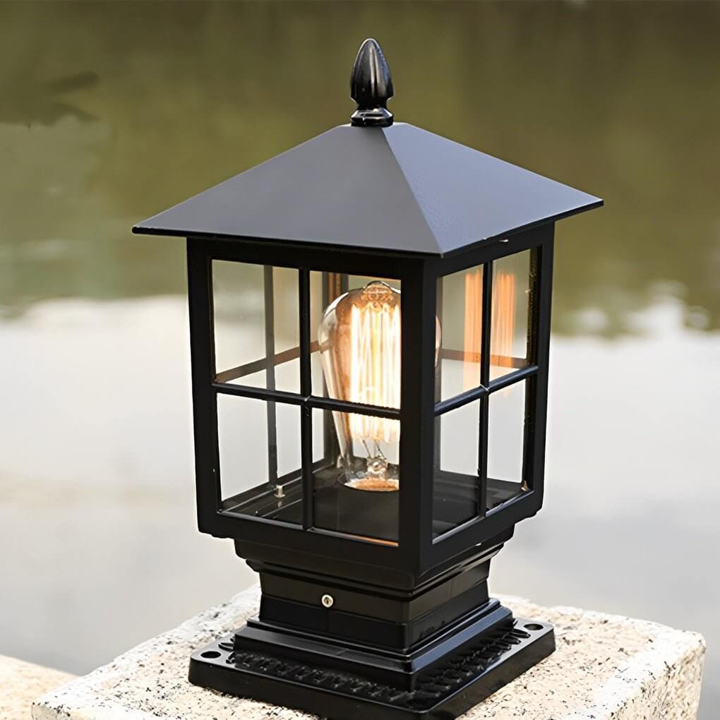 Stone Light Pillar Traditional Black Waterproof LED