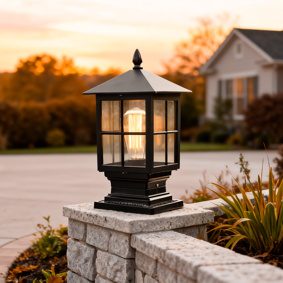 Stone Light Pillar Traditional Black Waterproof LED