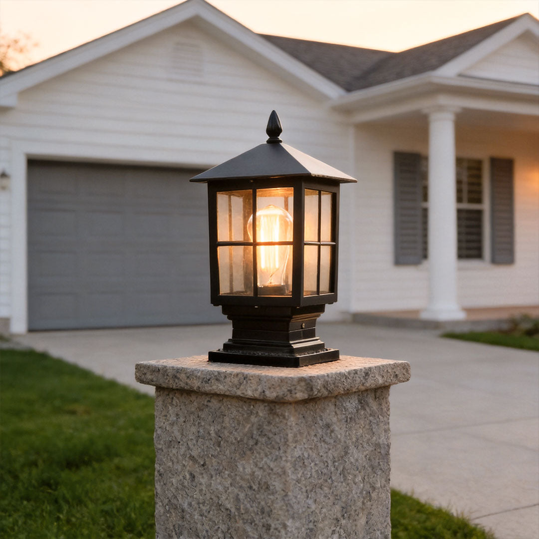 Stone Light Pillar Traditional Black Waterproof LED