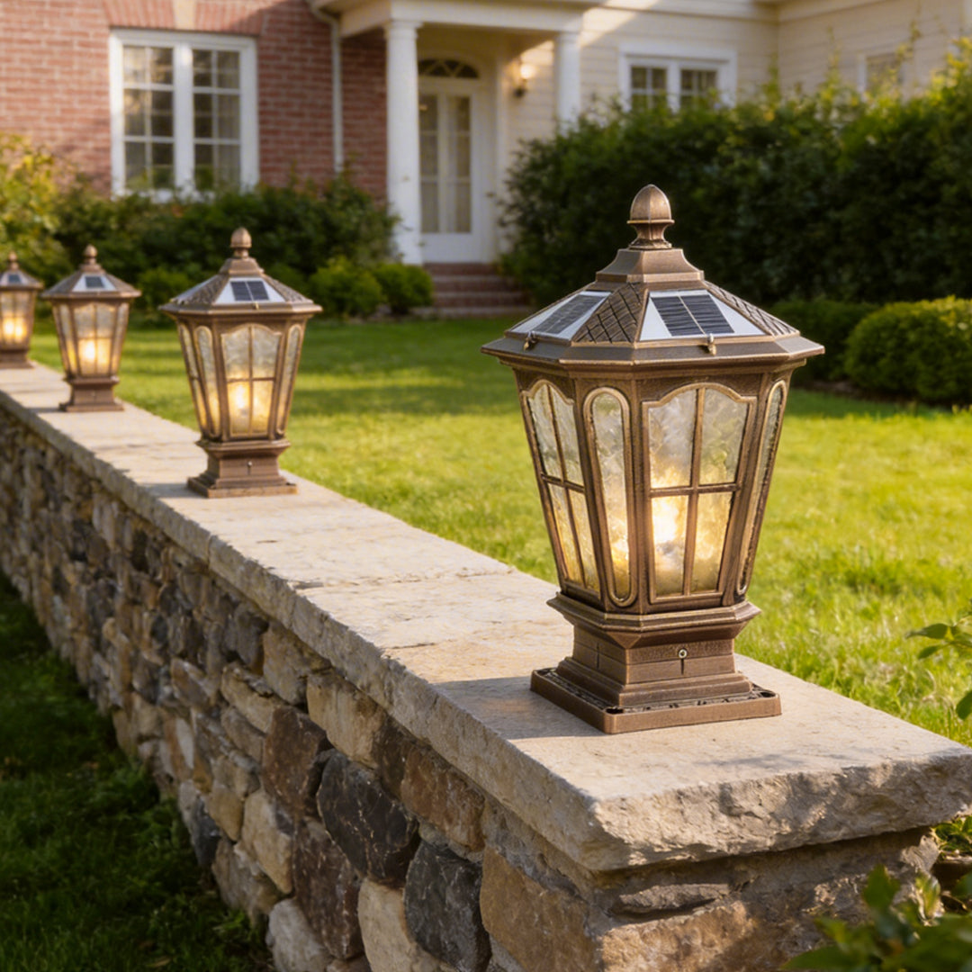 [Open-Box]Stone Pillar Light Fixture Retro Pavilion-Style LED Light
