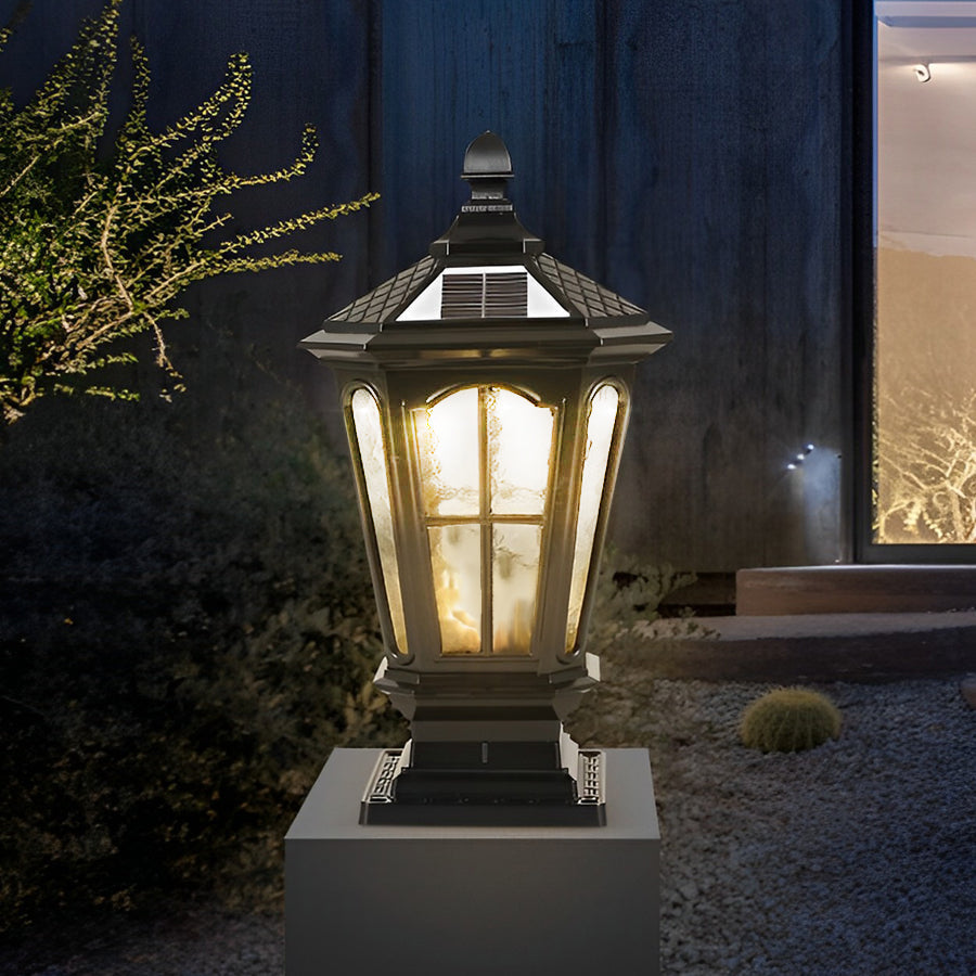 [Open-Box]Stone Pillar Light Fixture Retro Pavilion-Style LED Light