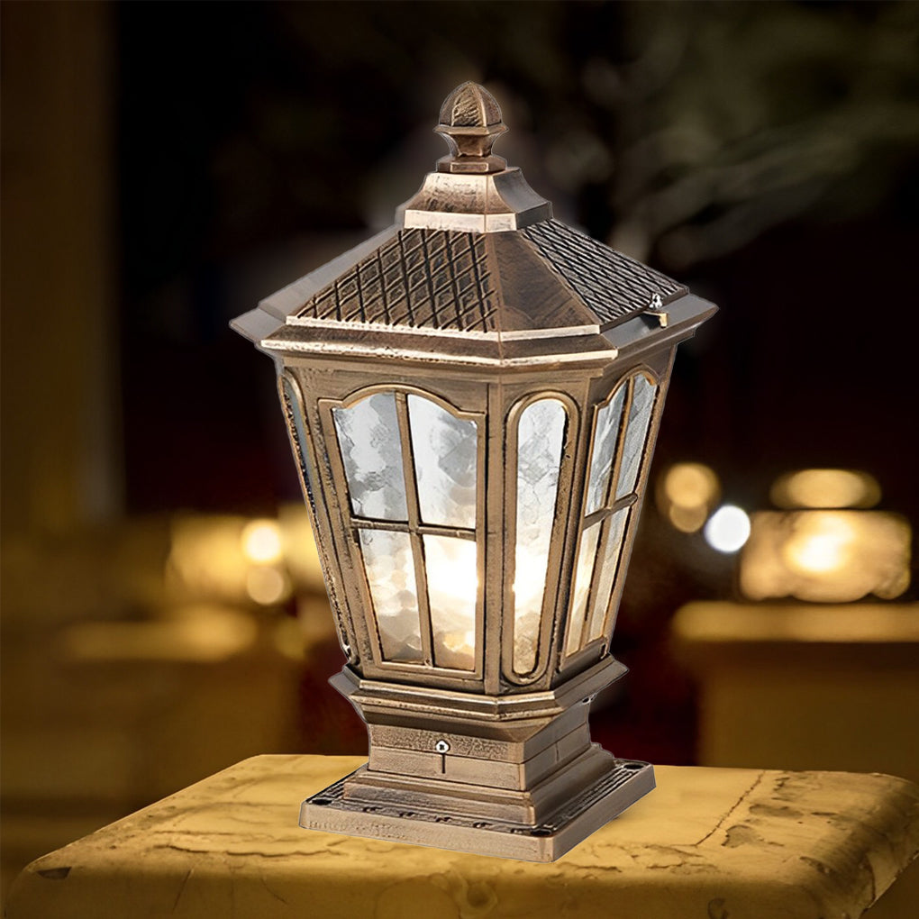[Open-Box]Stone Pillar Light Fixture Retro Pavilion-Style LED Light