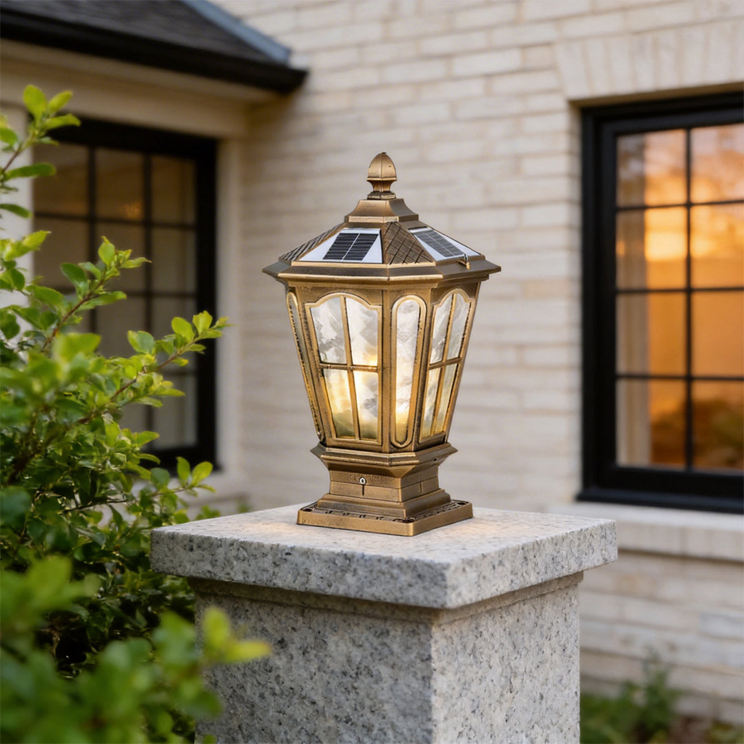 [Open-Box]Stone Pillar Light Fixture Retro Pavilion-Style LED Light