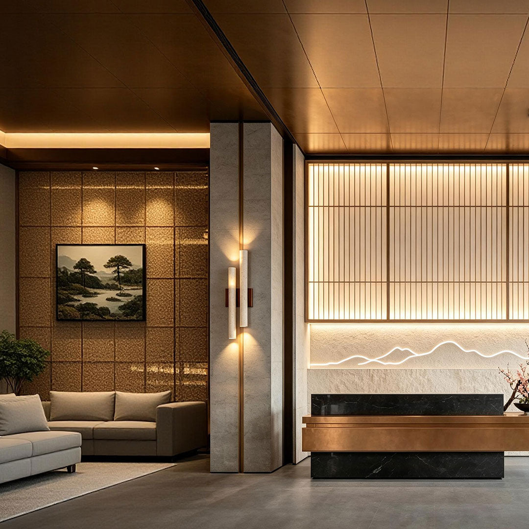 Stone Wall Lighting Travertine Linear Ambient