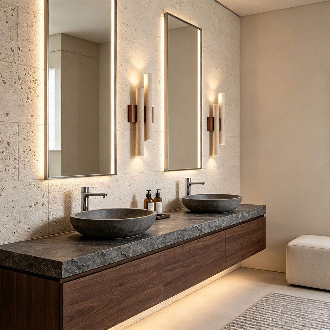 Stone Wall Lighting Travertine Linear Ambient