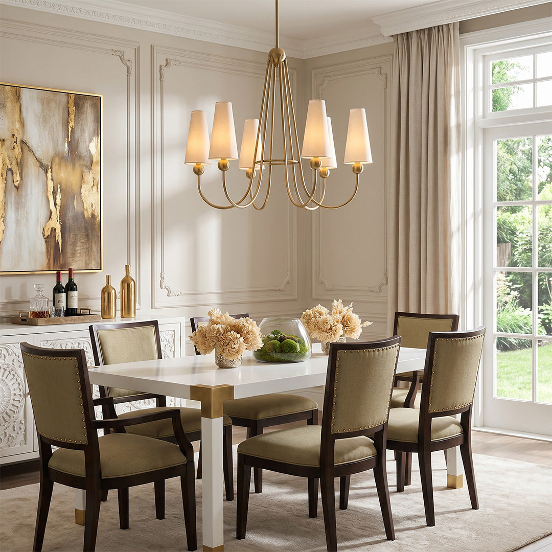 Vintage Solid Brass Chandelier American Fabric